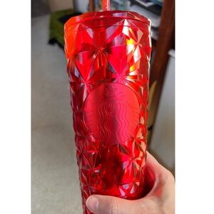 Starbucks Christmas | Holiday 2023 Red Jeweled Cold cup with straw